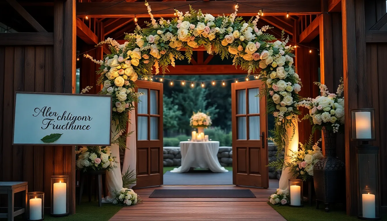 25 Stunning Wedding Entrance Decoration Ideas (Budget & Luxury Options) 8 25 Stunning Wedding Entrance Decoration Ideas (Budget & Luxury Options) 7