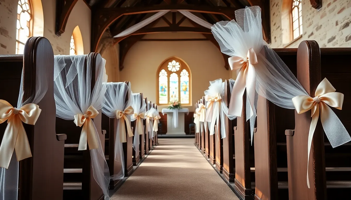 50 Stunning Ideas for Decorating Church Pews for Wedding on Any Budget 2 50 Stunning Ideas for Decorating Church Pews for Wedding on Any Budget 1