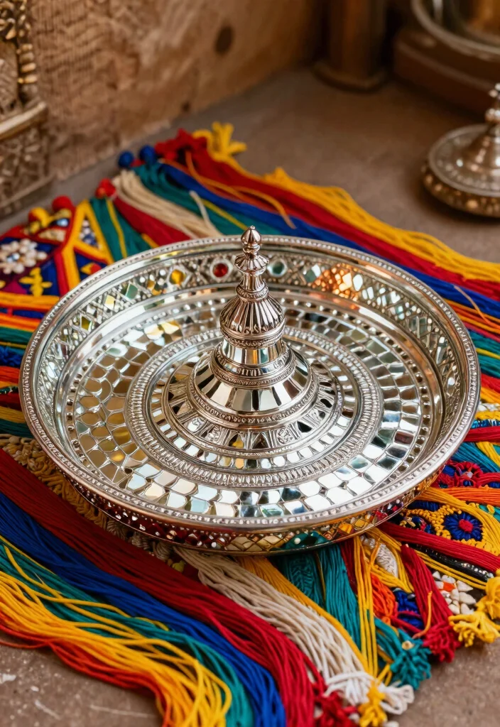 10 Aarti Thali Decoration Ideas with Simple Traditional Touches - 4. Rajasthani Mirror Work 1