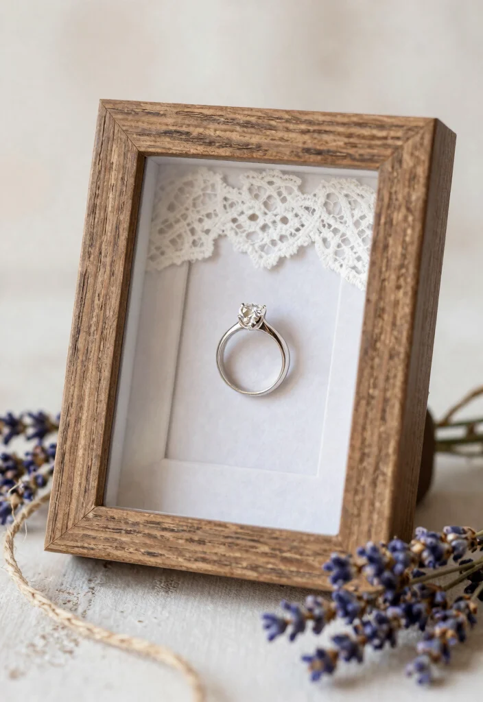 10 Engagement Rings Decoration Ideas for a Creative Display - 3. Rustic Picture Frame 1