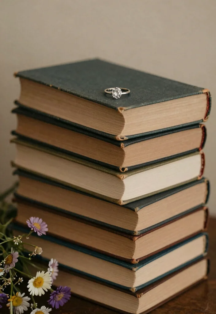 10 Engagement Rings Decoration Ideas for a Creative Display - 5. Antique Books 1
