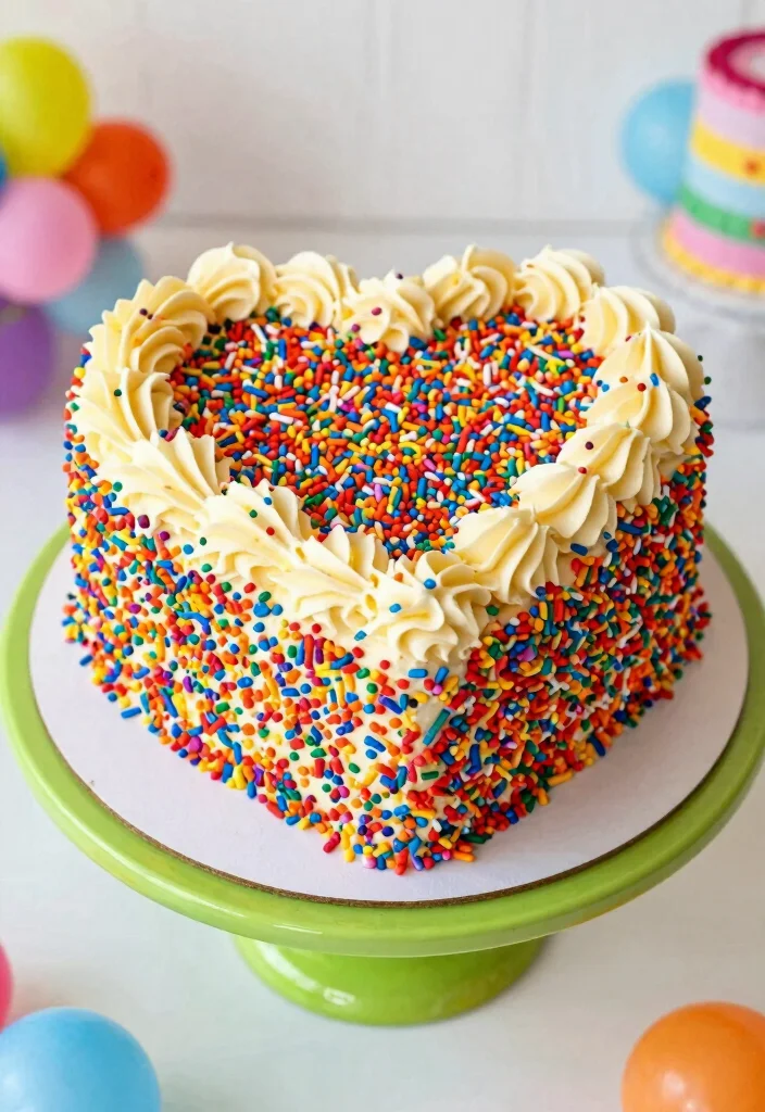 10 Heart Shaped Cake Ideas That Feel Romantic and Timeless - 10. Funfetti Heart Cake 1