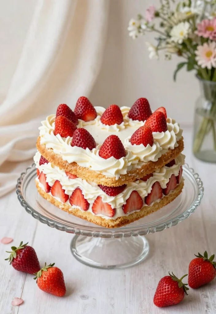 10 Heart Shaped Cake Ideas That Feel Romantic and Timeless - 6. Strawberry Shortcake Heart 1