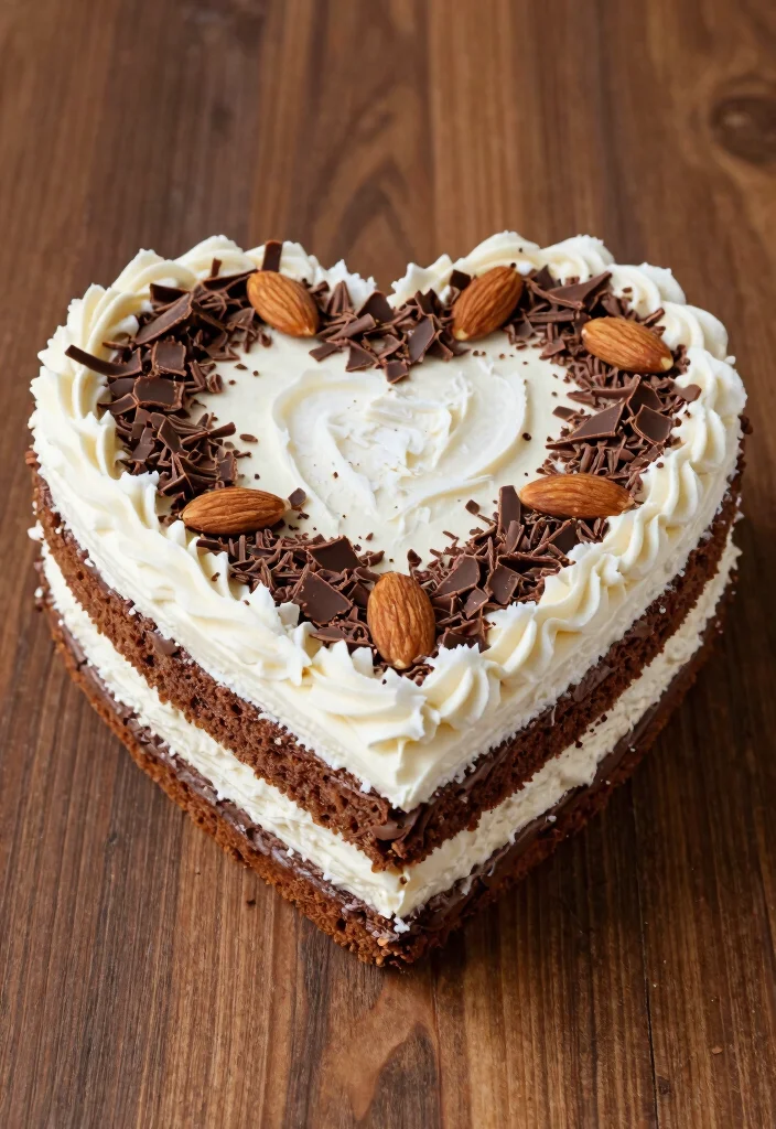 10 Heart Shaped Cake Ideas That Feel Romantic and Timeless - 8. Almond Joy Heart Cake 1