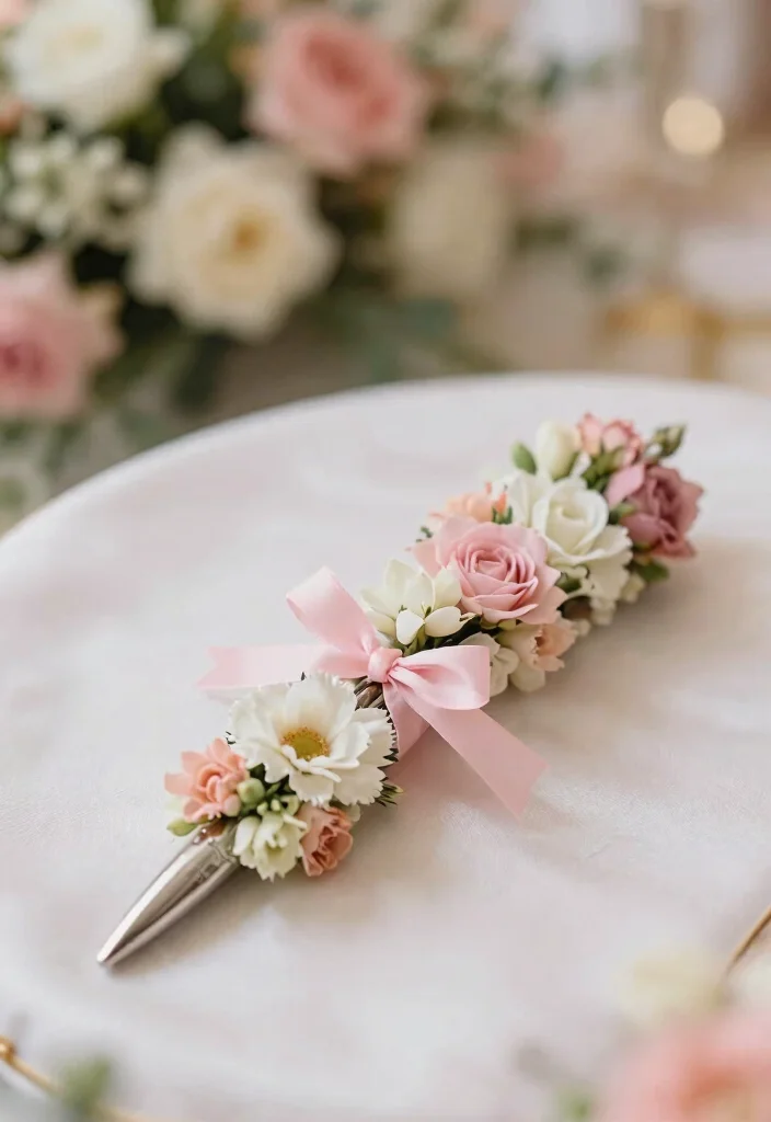 10 Nikkah Pen Decoration Ideas That Feel Elegant and Meaningful - 1. Floral Embellishments 1