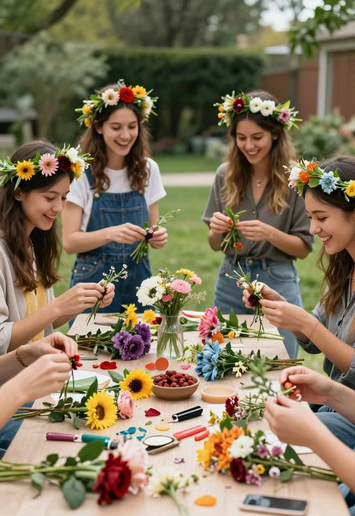 12 Affordable Bachelorette Party Ideas That Still Feel Special - 10. DIY Flower Crown Workshop 1