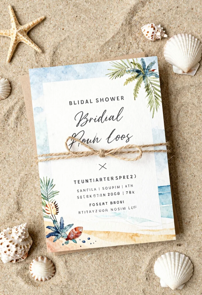 12 Beach Bridal Shower Ideas with Relaxed Coastal Style - 7. Natural Invitations 1