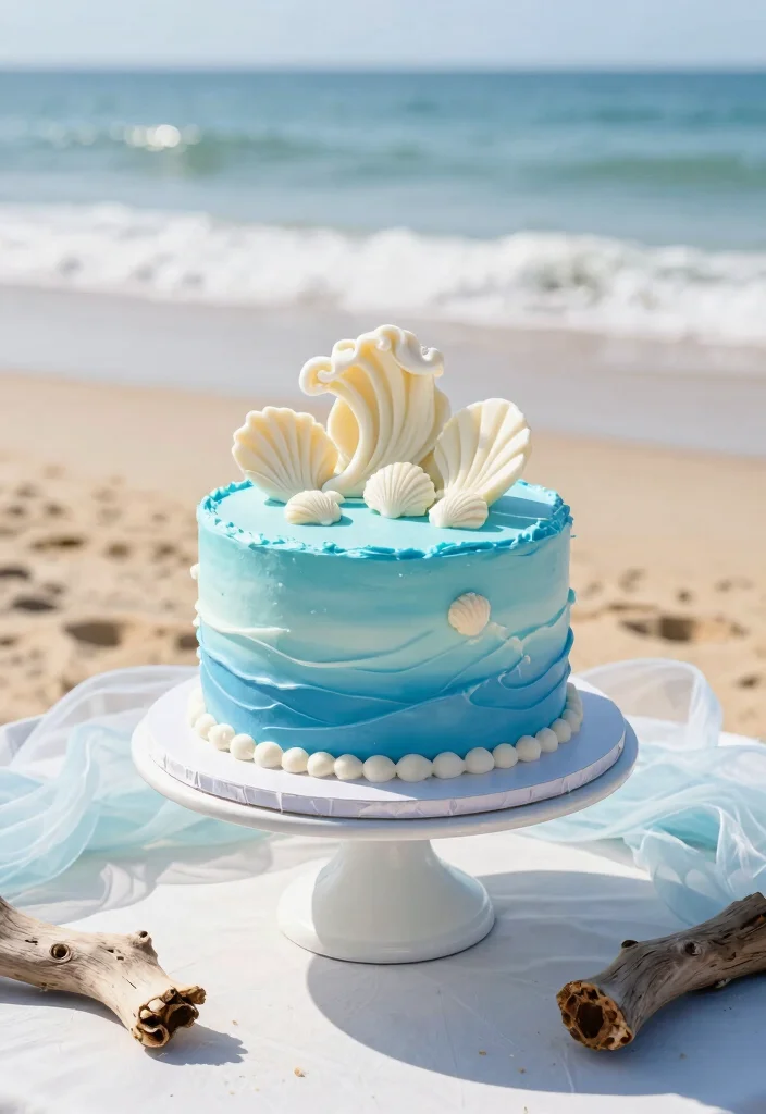 12 Beach Cake Ideas Perfect for Summer Parties and Coastal Themes - 1. Ocean Wave Cake 1