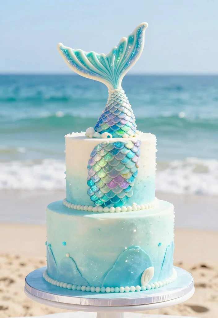 12 Beach Cake Ideas Perfect for Summer Parties and Coastal Themes - 10. Mermaid Tail Cake 1