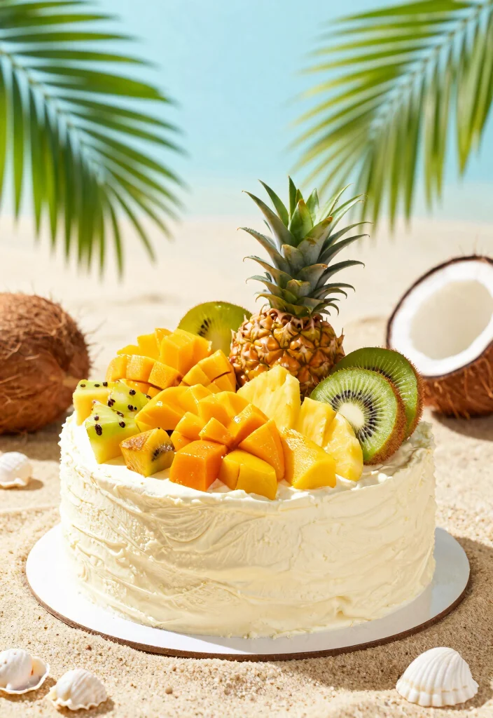 12 Beach Cake Ideas Perfect for Summer Parties and Coastal Themes - 5. Tropical Fruit Cake 1