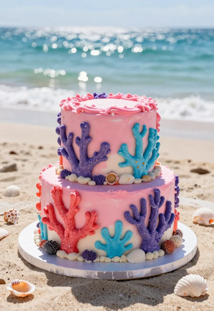 12 Beach Cake Ideas Perfect for Summer Parties and Coastal Themes - 7. Coral Reef Cake 1