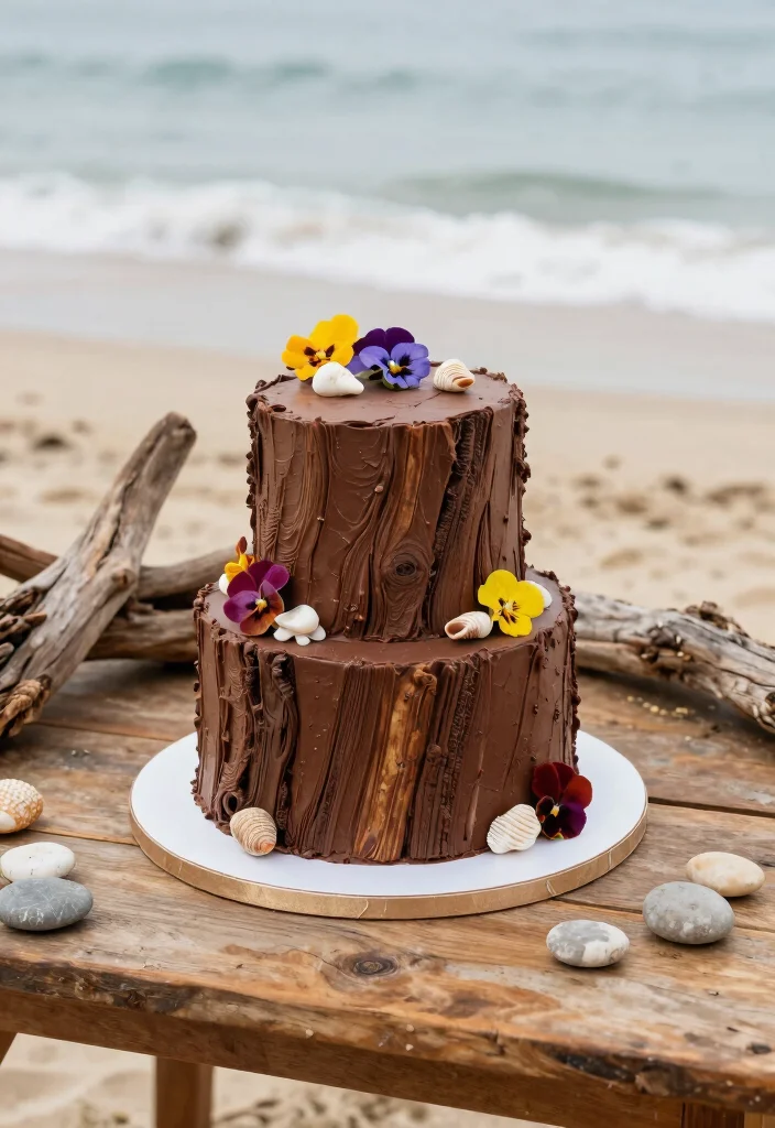 12 Beach Cake Ideas Perfect for Summer Parties and Coastal Themes - 9. Driftwood Cake 1