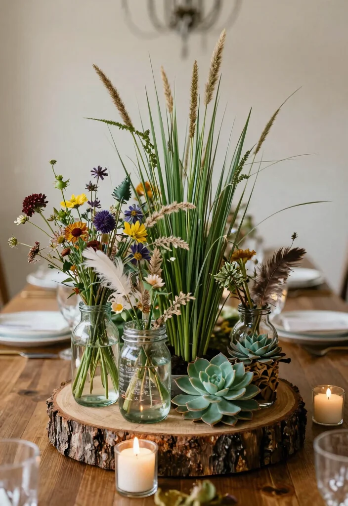 12 Boho Bridal Shower Ideas with Soft Colors and Natural Touches - 2. Natural Centerpieces 1