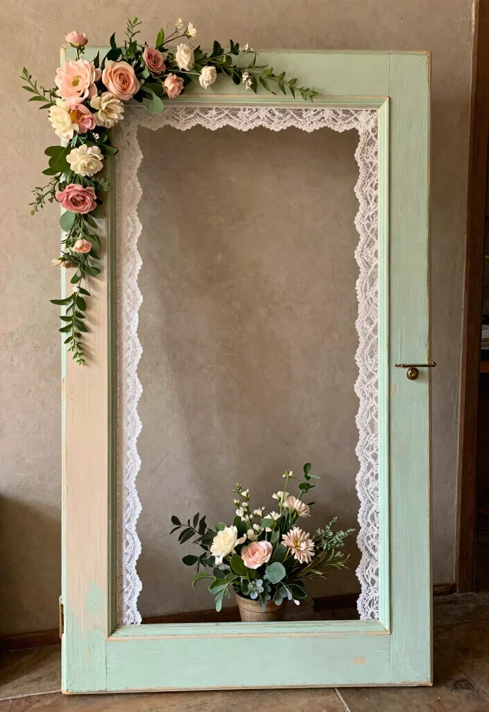 12 Bridal Shower Backdrop Ideas That Look Beautiful in Photos - 7. Vintage Door Frame Display 1