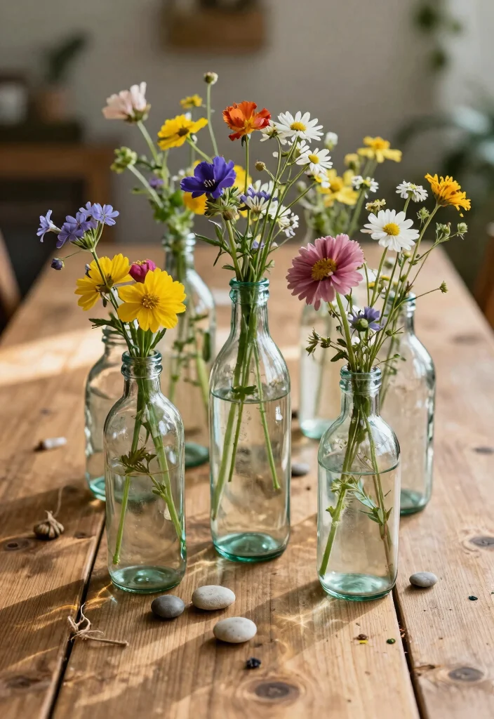 12 Bridal Shower Centerpiece Ideas That Are Easy and Elegant - 2. Vintage Glass Bottles 1