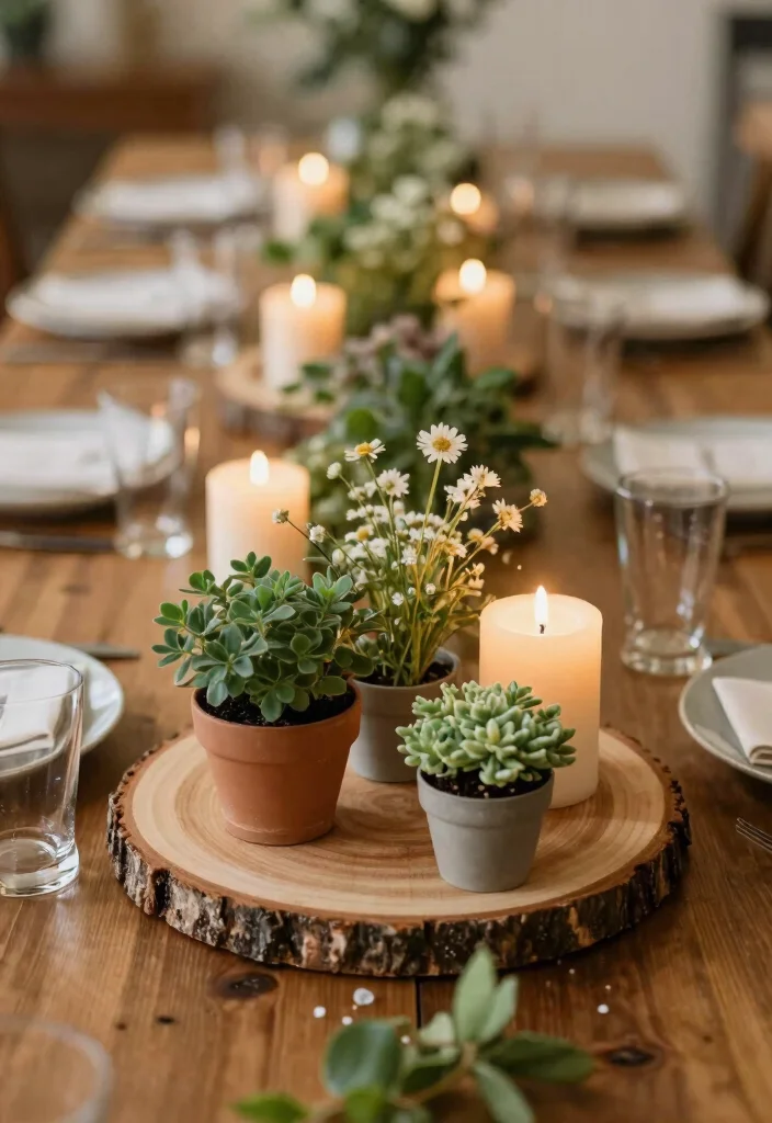 12 Bridal Shower Centerpiece Ideas That Are Easy and Elegant - 8. Nature-Inspired Wood Slices 1