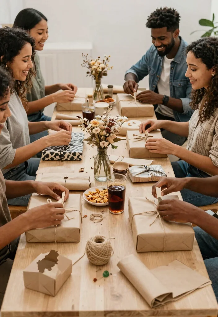 12 Bridal Shower Outdoor Ideas for a Fresh Open Air Celebration - 12. Eco-Conscious Gift Wrapping Station 1
