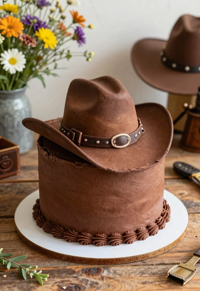 12 Cowboy Cake Ideas with Rustic Details and Western Charm - 1. Cowboy Hat Cake 1