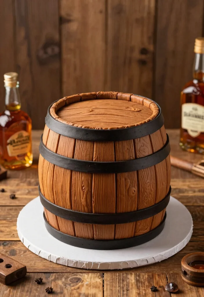 12 Cowboy Cake Ideas with Rustic Details and Western Charm - 6. Whiskey Barrel Cake 1