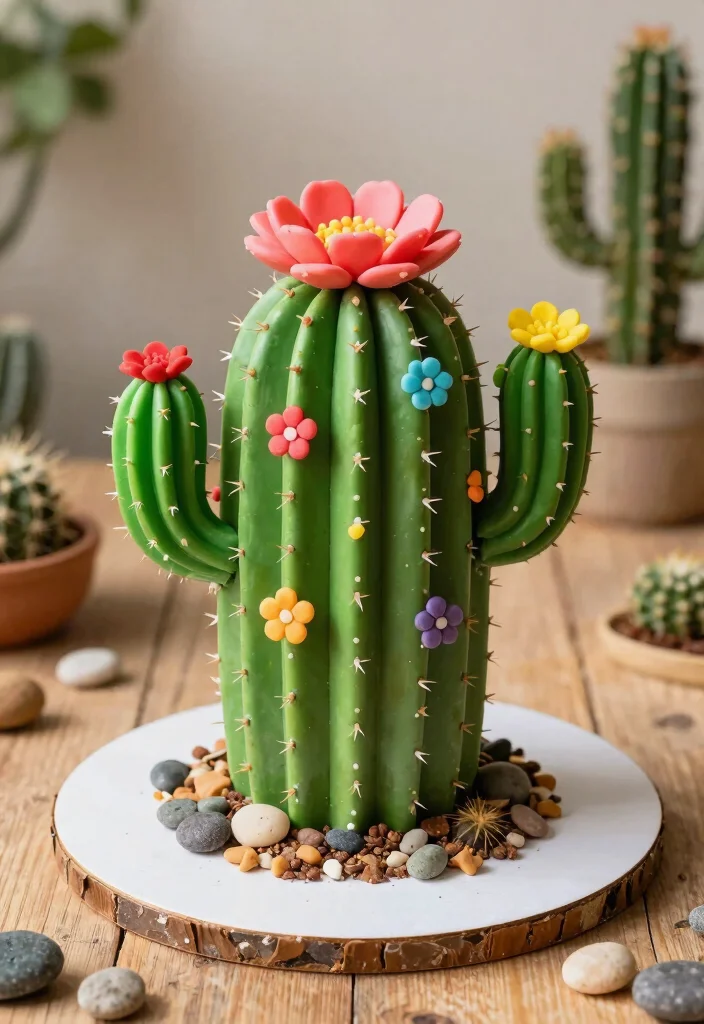 12 Cowboy Cake Ideas with Rustic Details and Western Charm - 7. Cactus Cake 1