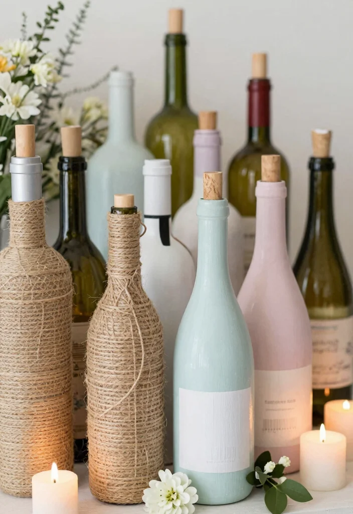12 DIY Wedding Gift Ideas That Feel Personal and Heartfelt - 10. Upcycled Wine Bottle Décor 1