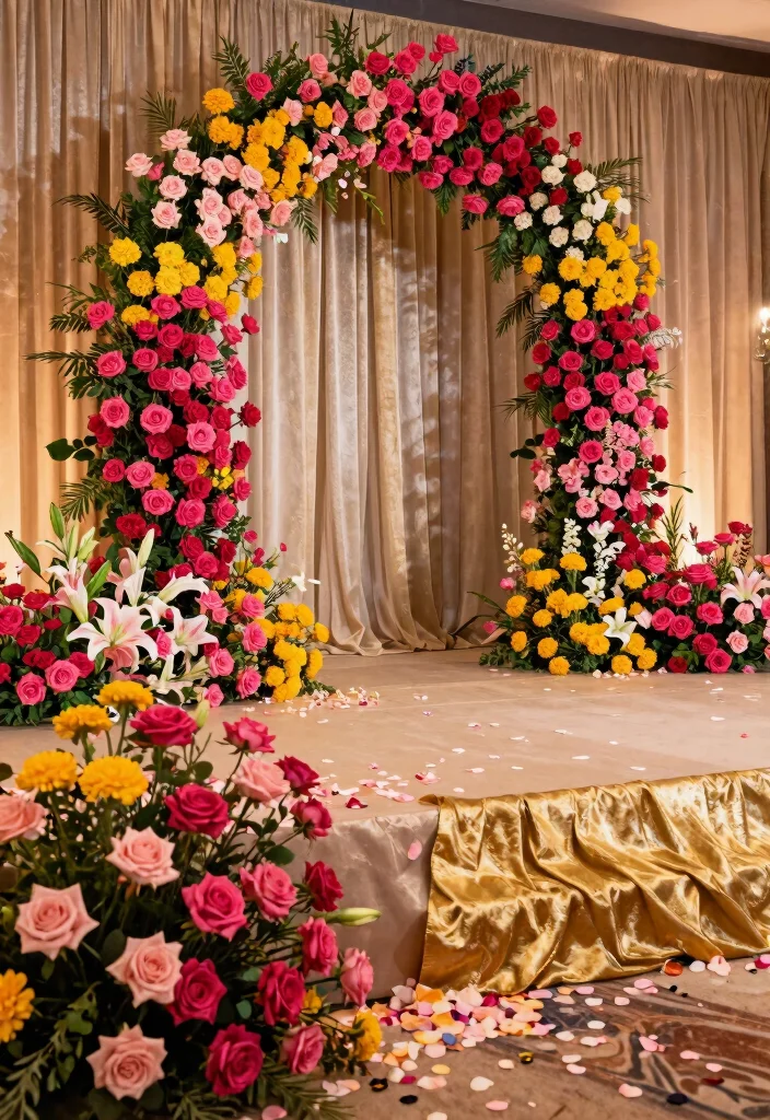12 Engagement Stage Decoration Ideas with Elegant Indian Style - 1. Floral Symphony 1