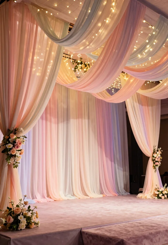 12 Engagement Stage Decoration Ideas with Elegant Indian Style - 2. Ethereal Drapes 1