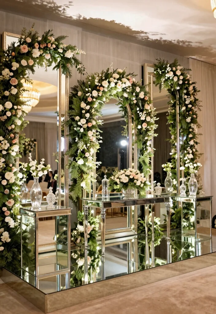 12 Engagement Stage Decoration Ideas with Elegant Indian Style - 4. Mirror Magic 1