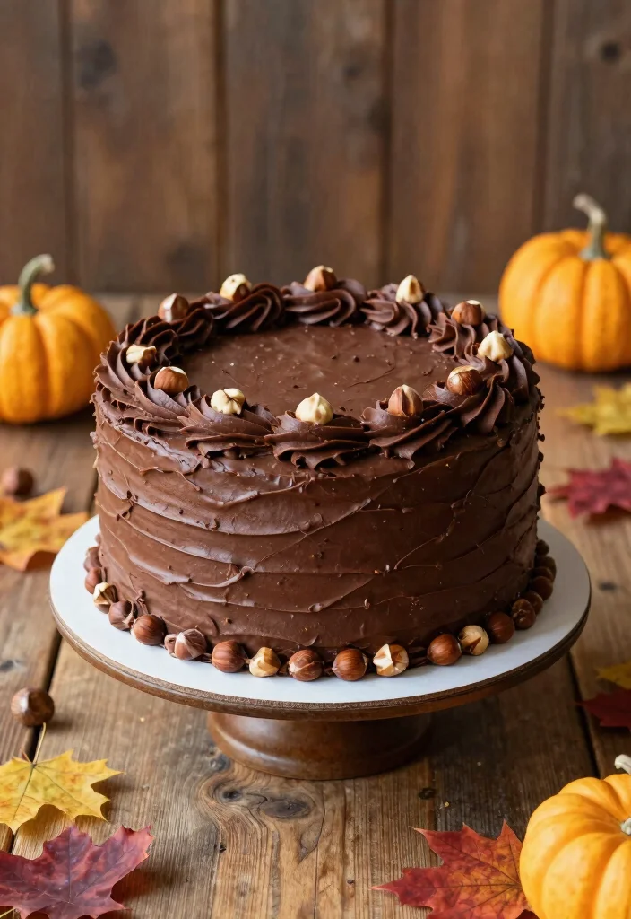 12 Fall Wedding Cake Ideas with Warm Colors and Seasonal Style - 10. Chocolate Hazelnut Cake 1