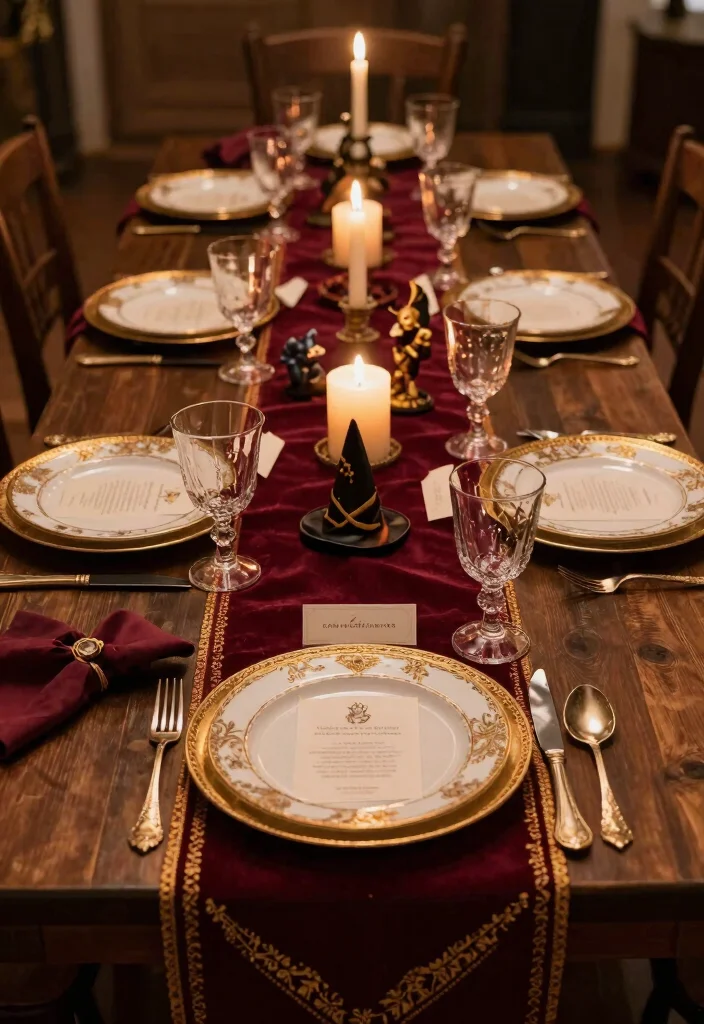 12 Harry Potter Theme Decoration Ideas for Magical Celebrations 12 12 Harry Potter Theme Decoration Ideas for Magical Celebrations - 2. Wizarding World Table Settings 1