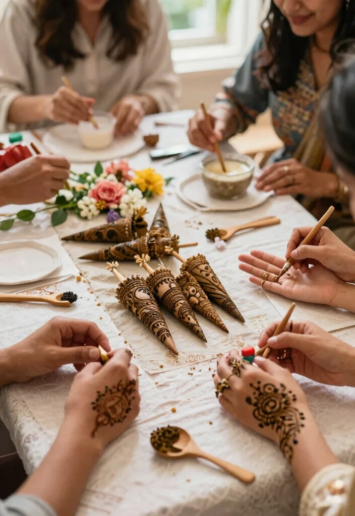 12 Mehendi Party Ideas with Colorful Decor and Fun Details - 1. Eco-Friendly Henna Stations 1