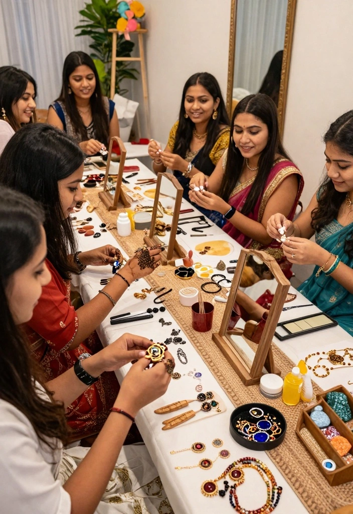 12 Mehendi Party Ideas with Colorful Decor and Fun Details - 11. Eco-Friendly Makeover Stations 1