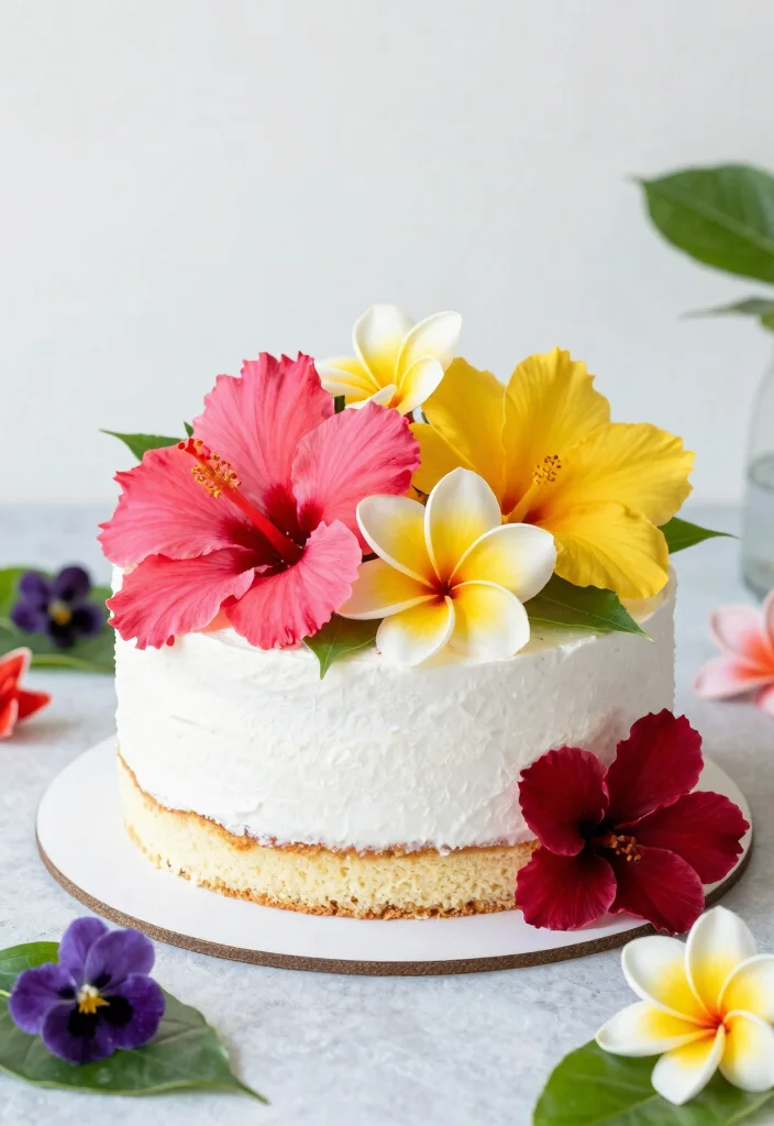 12 Moana Cake Ideas That Are Colorful Fun and Party Ready - 2. Tropical Flower Cake 1