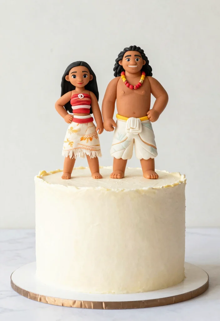 12 Moana Cake Ideas That Are Colorful Fun and Party Ready - 4. Moana and Maui Cake Topper 1