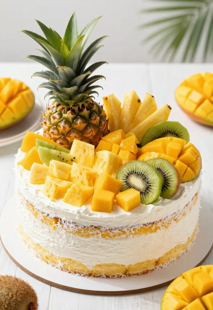 12 Moana Cake Ideas That Are Colorful Fun and Party Ready - 6. Tropical Fruit Cake 1