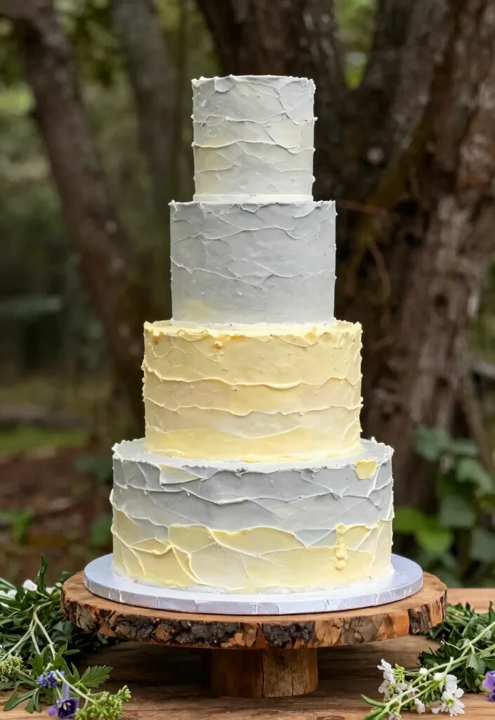 12 Rustic Wedding Cake Ideas with Natural Textures and Soft Colors - 2. Textured Buttercream Delight 1