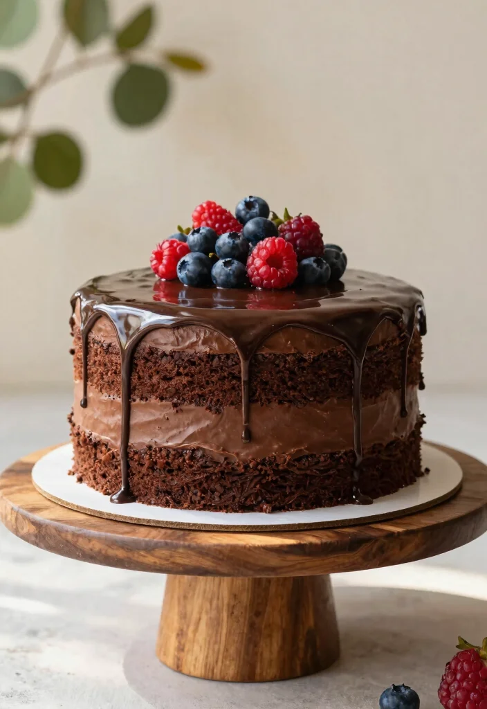 12 Rustic Wedding Cake Ideas with Natural Textures and Soft Colors - 3. Earthy Chocolate Ganache Cake 1