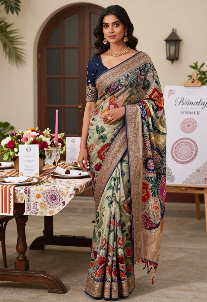 12 Saree Function Decoration Ideas with Traditional Elegant Details - 10. Use of Traditional Motifs 1