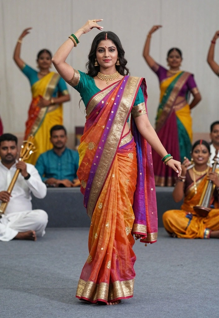 12 Saree Function Decoration Ideas with Traditional Elegant Details - 12. Traditional Performance Area 1