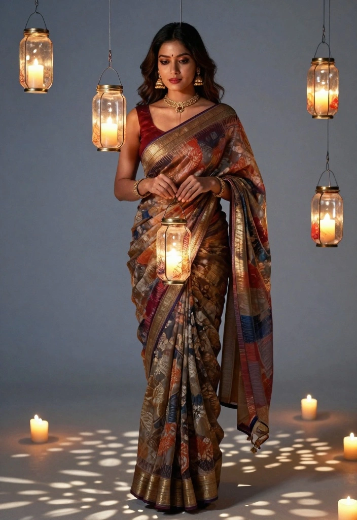 12 Saree Function Decoration Ideas with Traditional Elegant Details - 8. Illuminate with Saree Lanterns 1