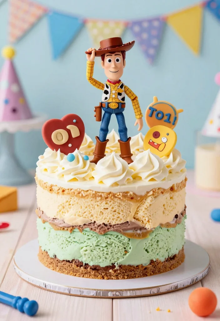 12 Toy Story Cake Ideas Kids Will Love for a Fun Birthday Party - 10. Toy Story Themed Ice Cream Cake 1