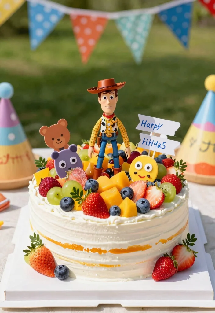 12 Toy Story Cake Ideas Kids Will Love for a Fun Birthday Party - 12. Toy Story Themed Fruit Cake 1
