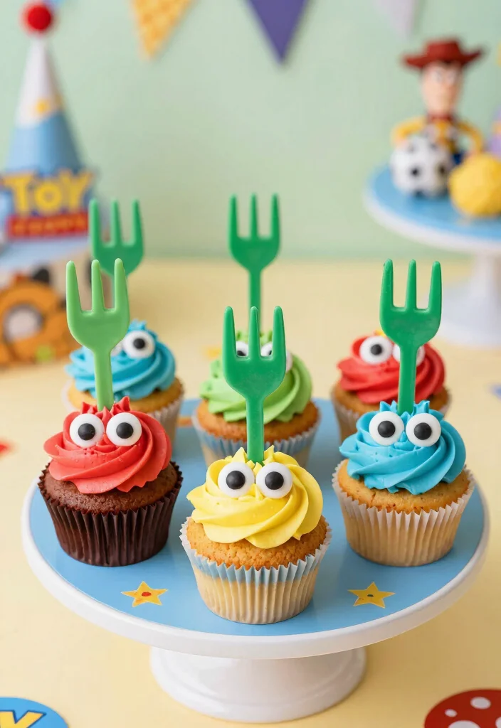 12 Toy Story Cake Ideas Kids Will Love for a Fun Birthday Party - 5. Forky Cupcake Cake 1