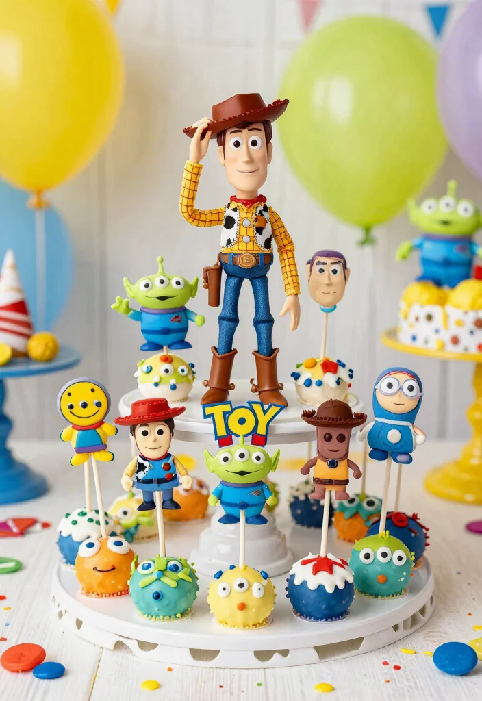 12 Toy Story Cake Ideas Kids Will Love for a Fun Birthday Party - 8. Toy Story Characters Cake Pops 1