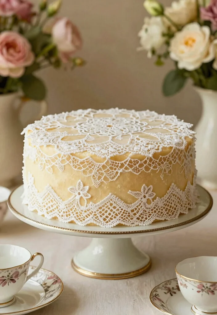 12 Quince Cake Ideas That Feel Elegant Traditional and Celebration Ready - 9. Vintage Lace Inspiration