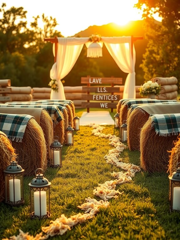 haybale seating for rustic comfort