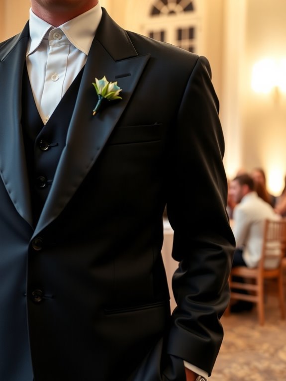 texture and shine elevate black wedding attire