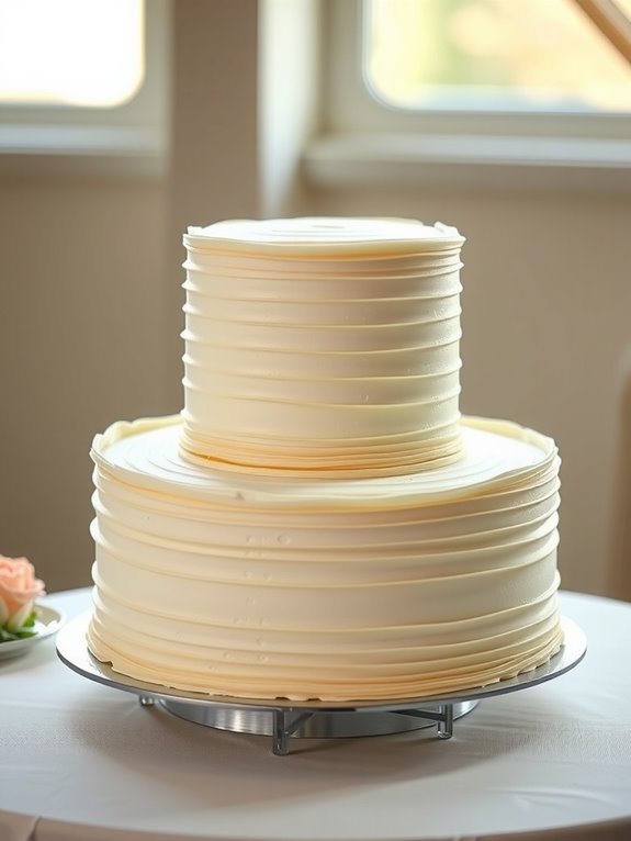 two costco sheet cakes stacked elegantly