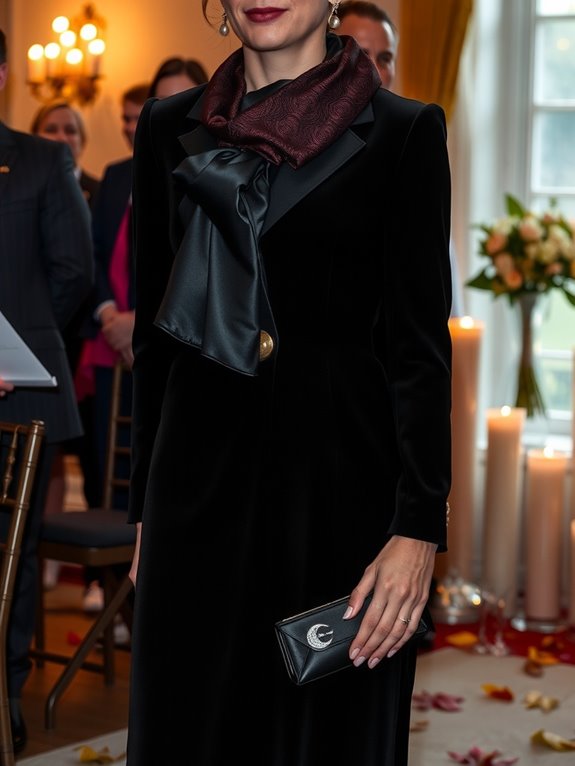 velvet jewel tones elevate black ensemble